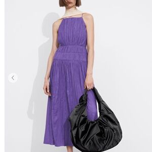 & Other Stories Shirred Sleeveless Midi Dress - Purple